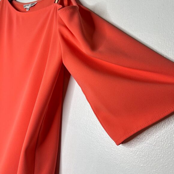 Trina Turk Women's Medium Coral Off-Shoulder Blouse with Striped Strap - Picture 7 of 11